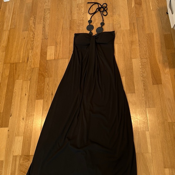 C. Graffitti black wood beads halter long dress - Picture 8 of 8